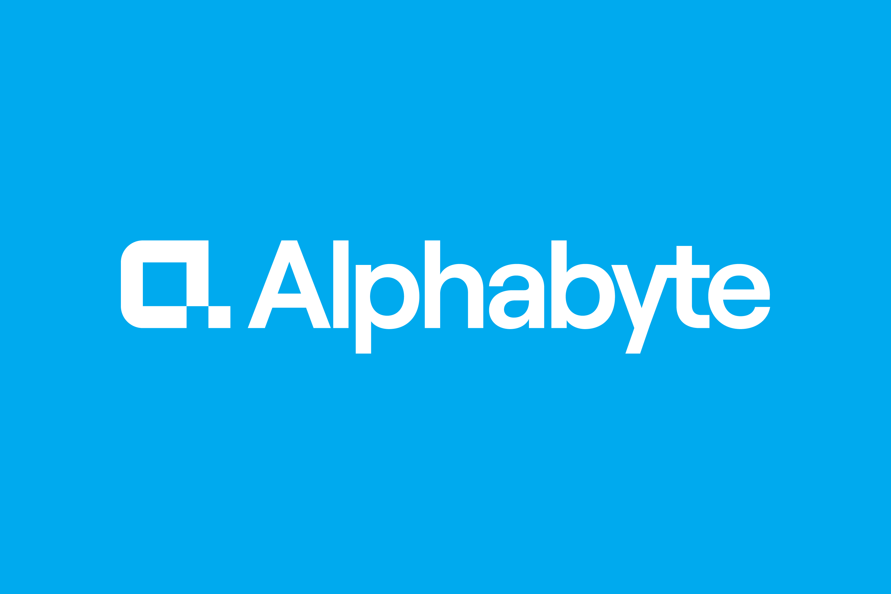alphabyte logo on blue background