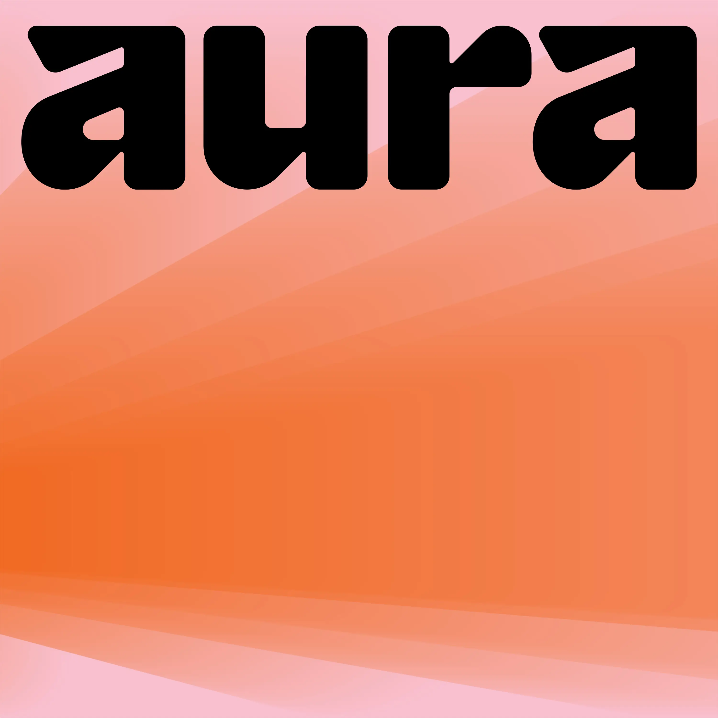  aura logo on pink and orange gradient background. 