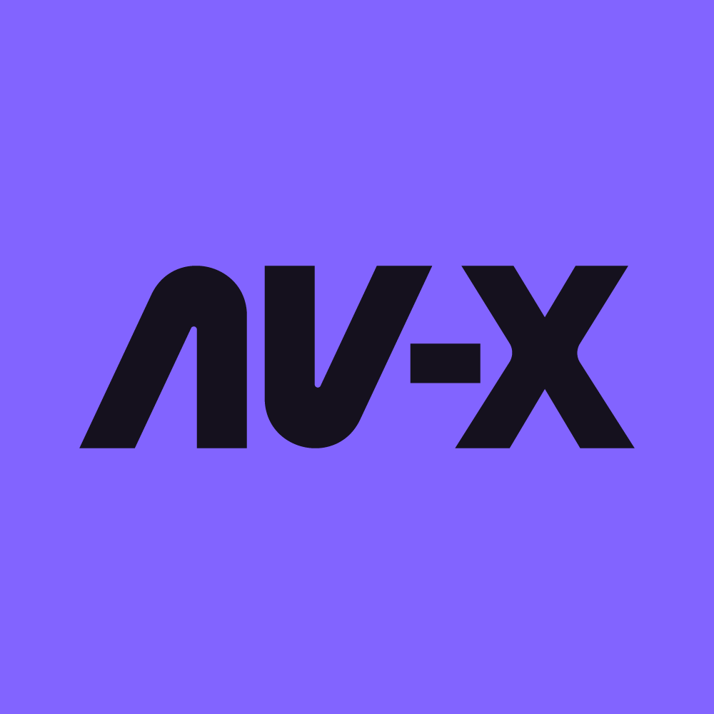  av-x logo on purple background 