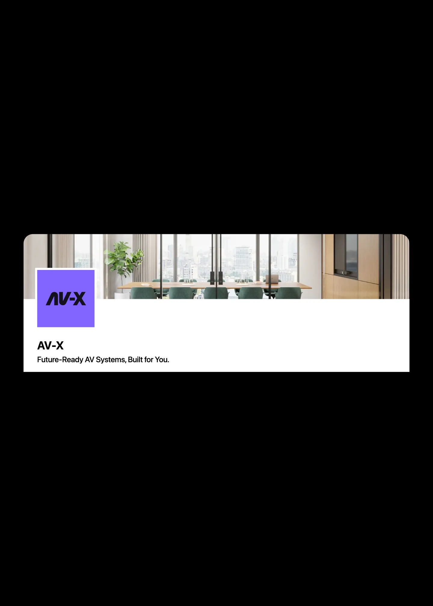 av-x linkedin page, showing banner and logo