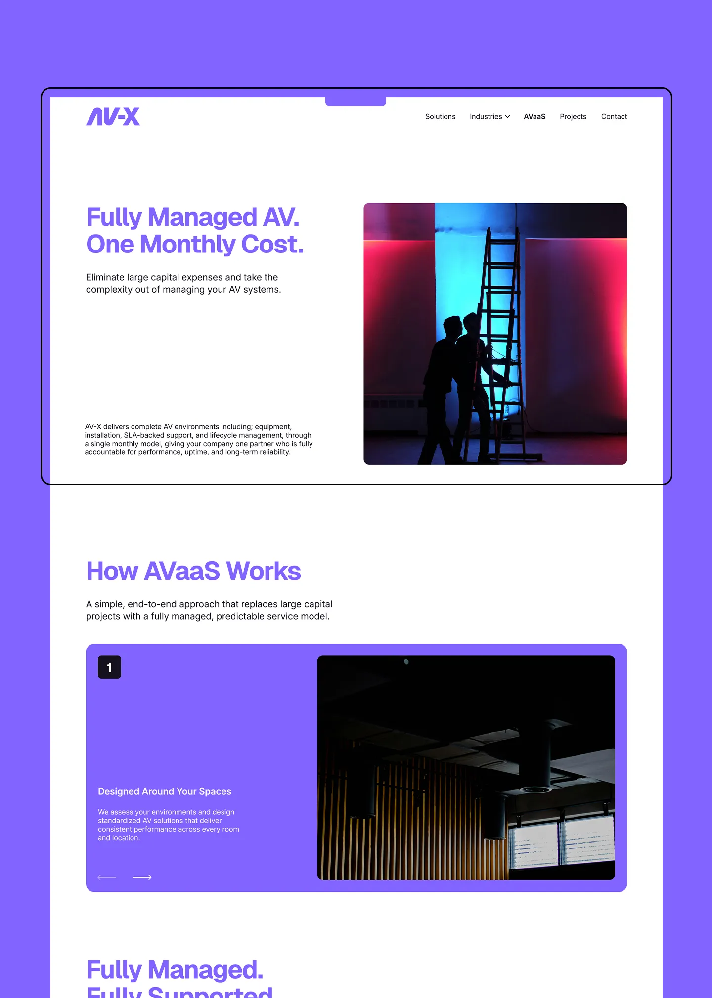 AV as a Service page from the av-x website