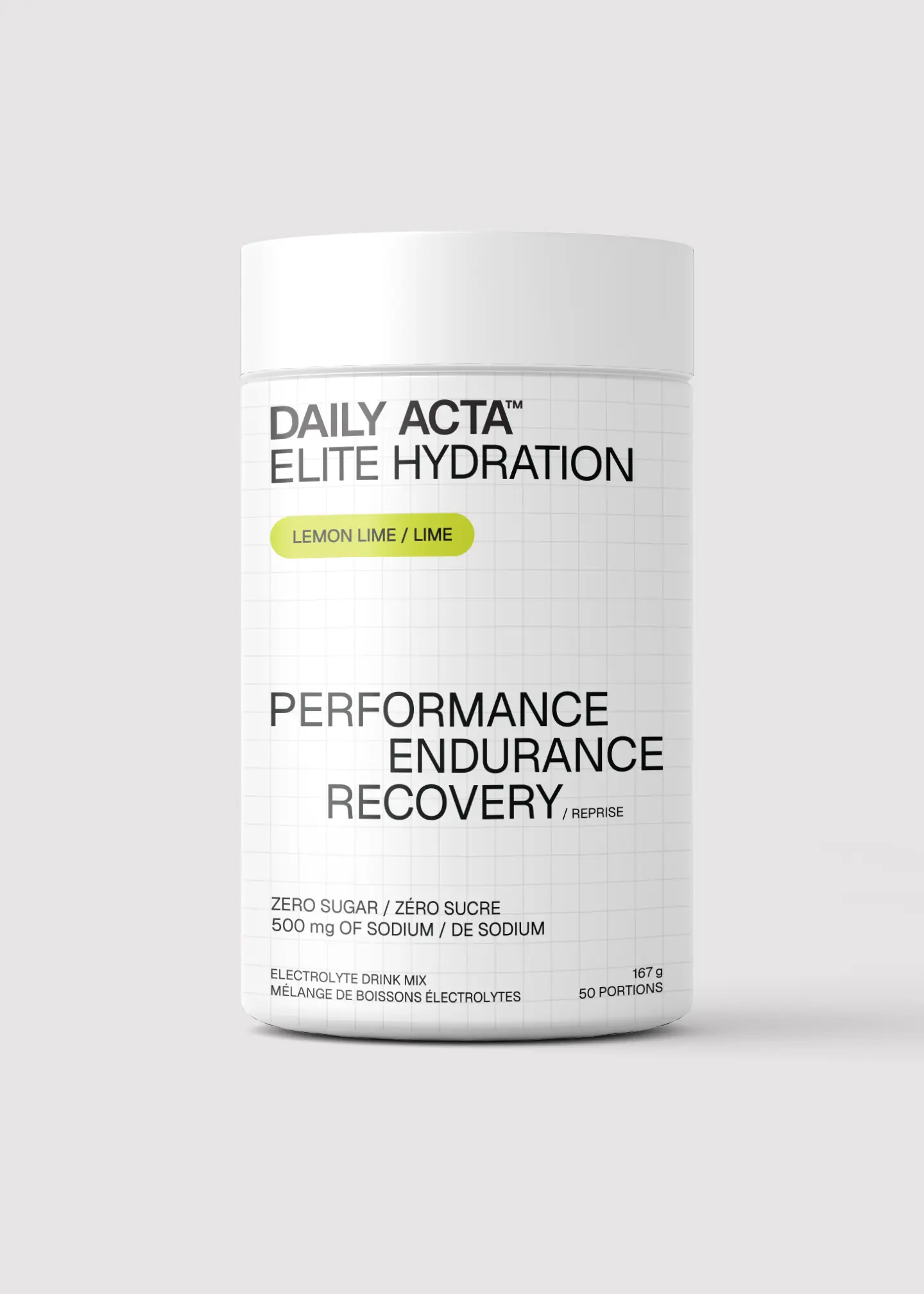 white container of electrolyte drink mix