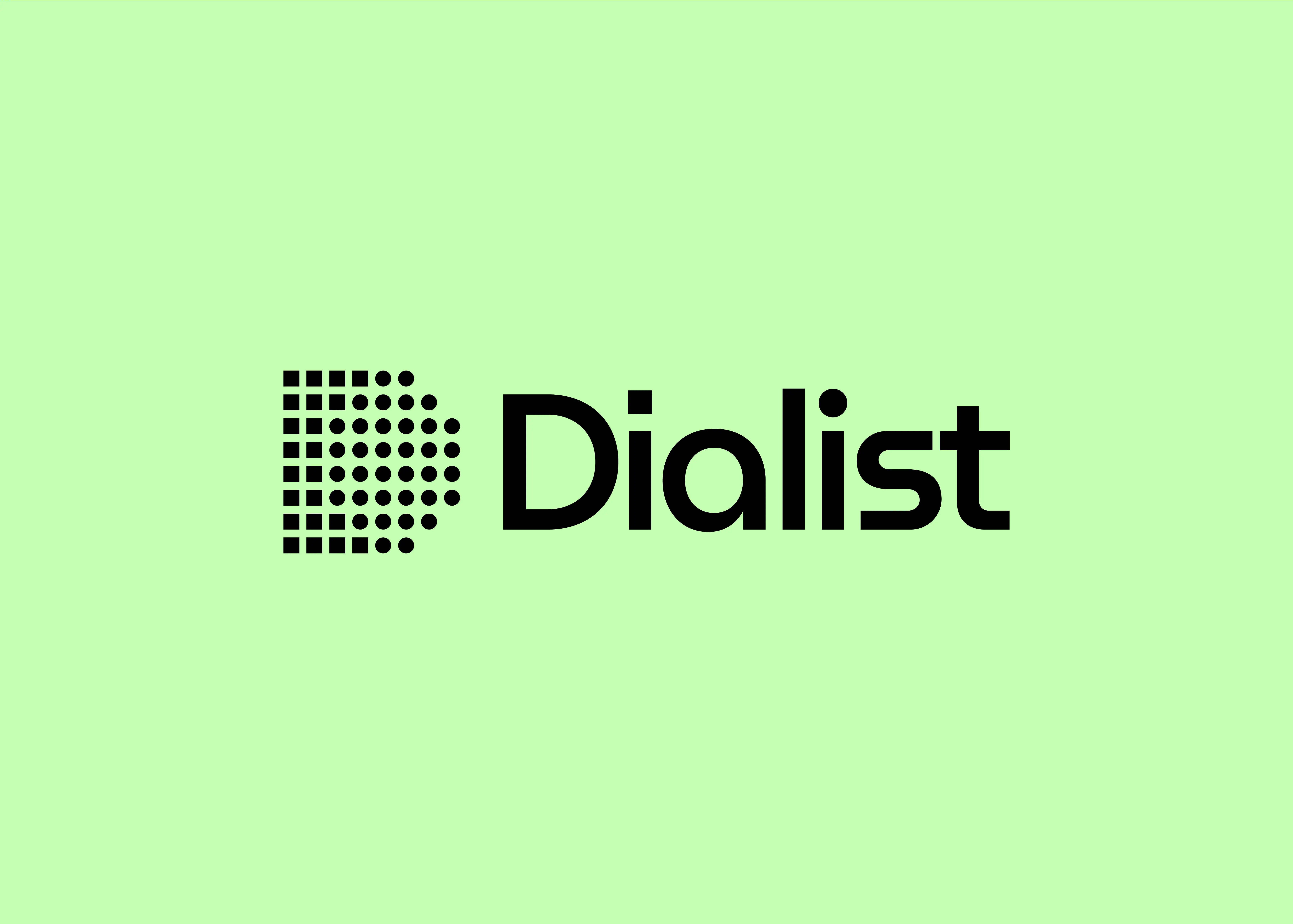 dialist logo on lume green background