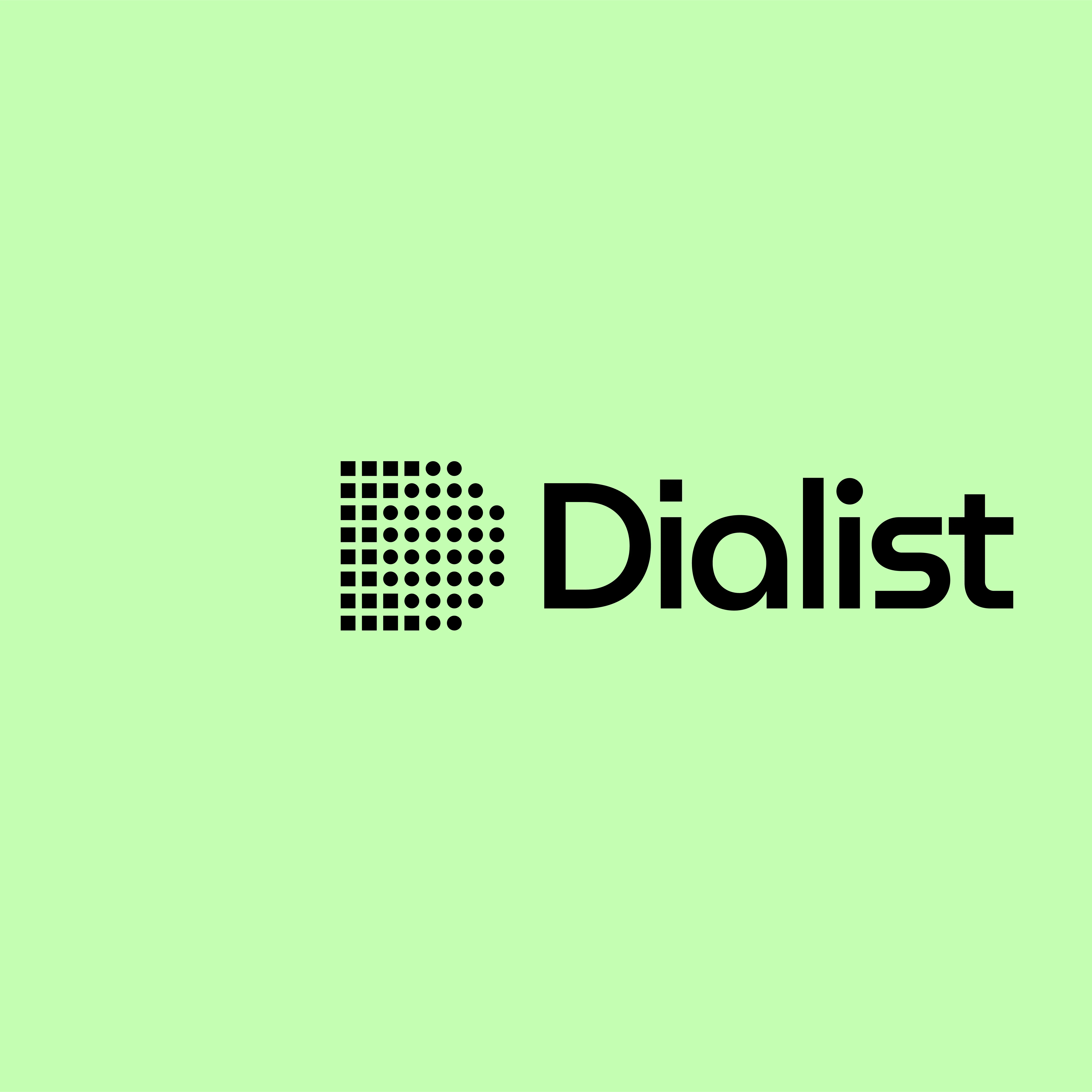  dialist logo on lume green backgrund. 