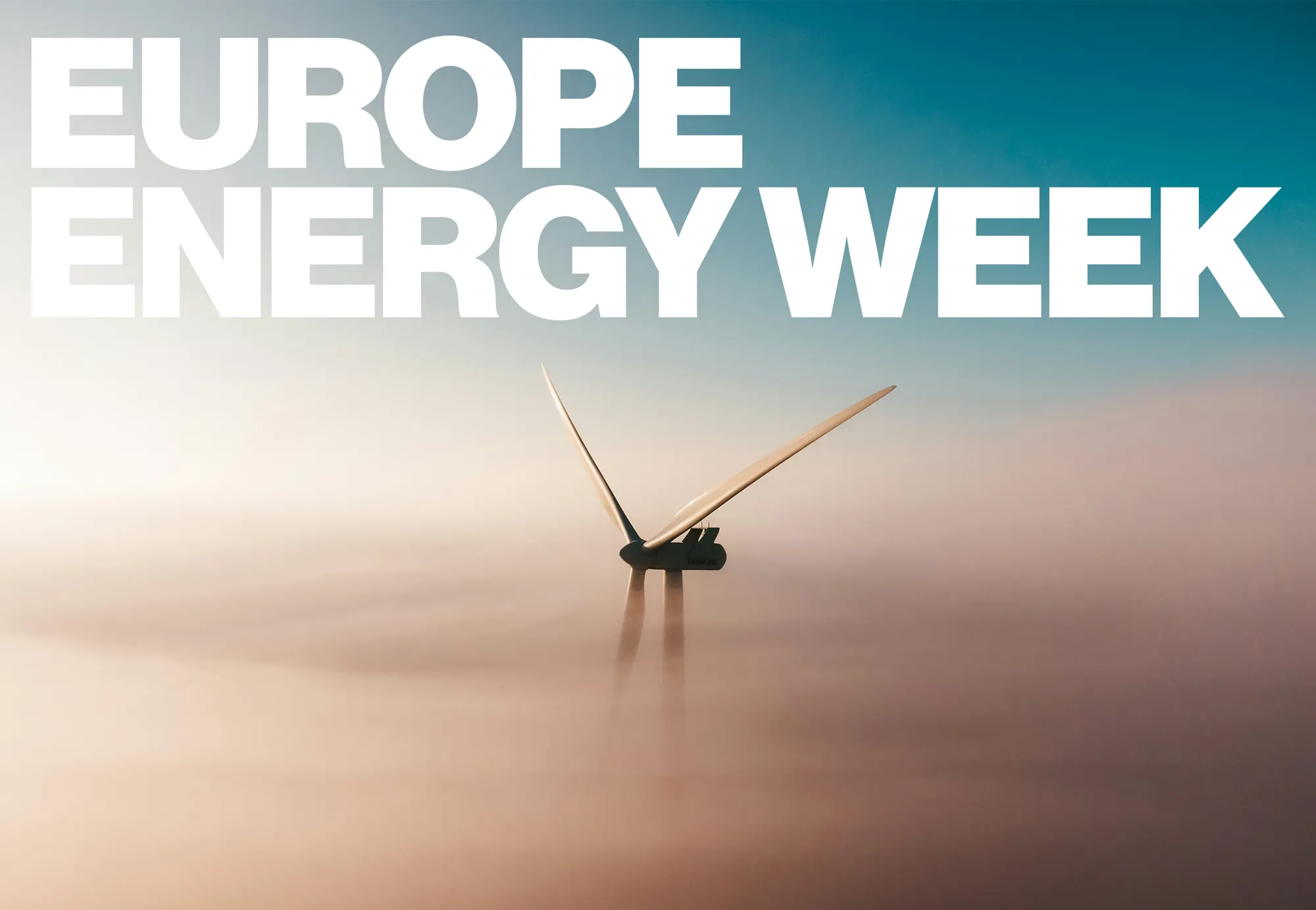 europe energy week logo over top of image of a wind turbnie