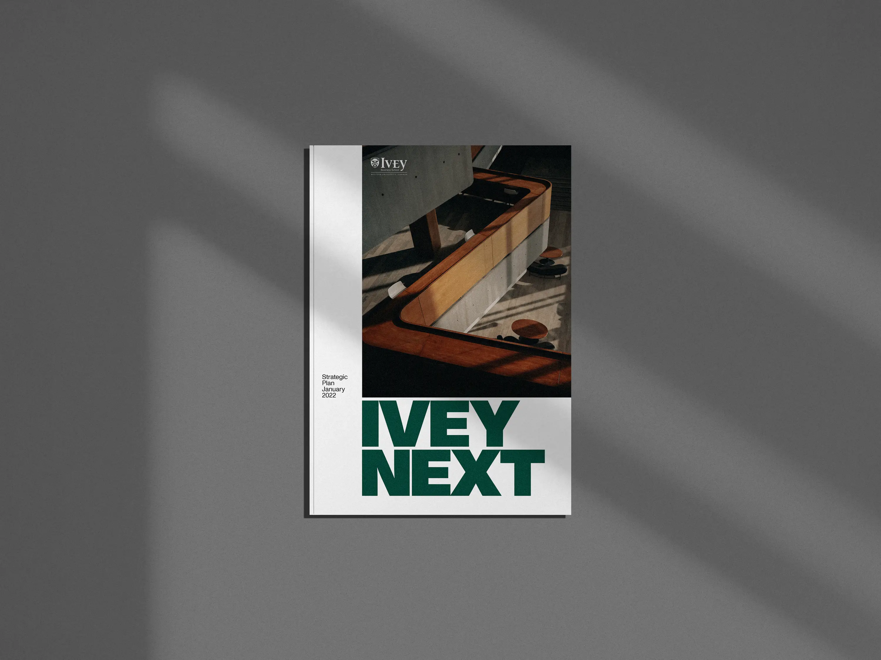 inside editorial spread of a brochure for ivery business school