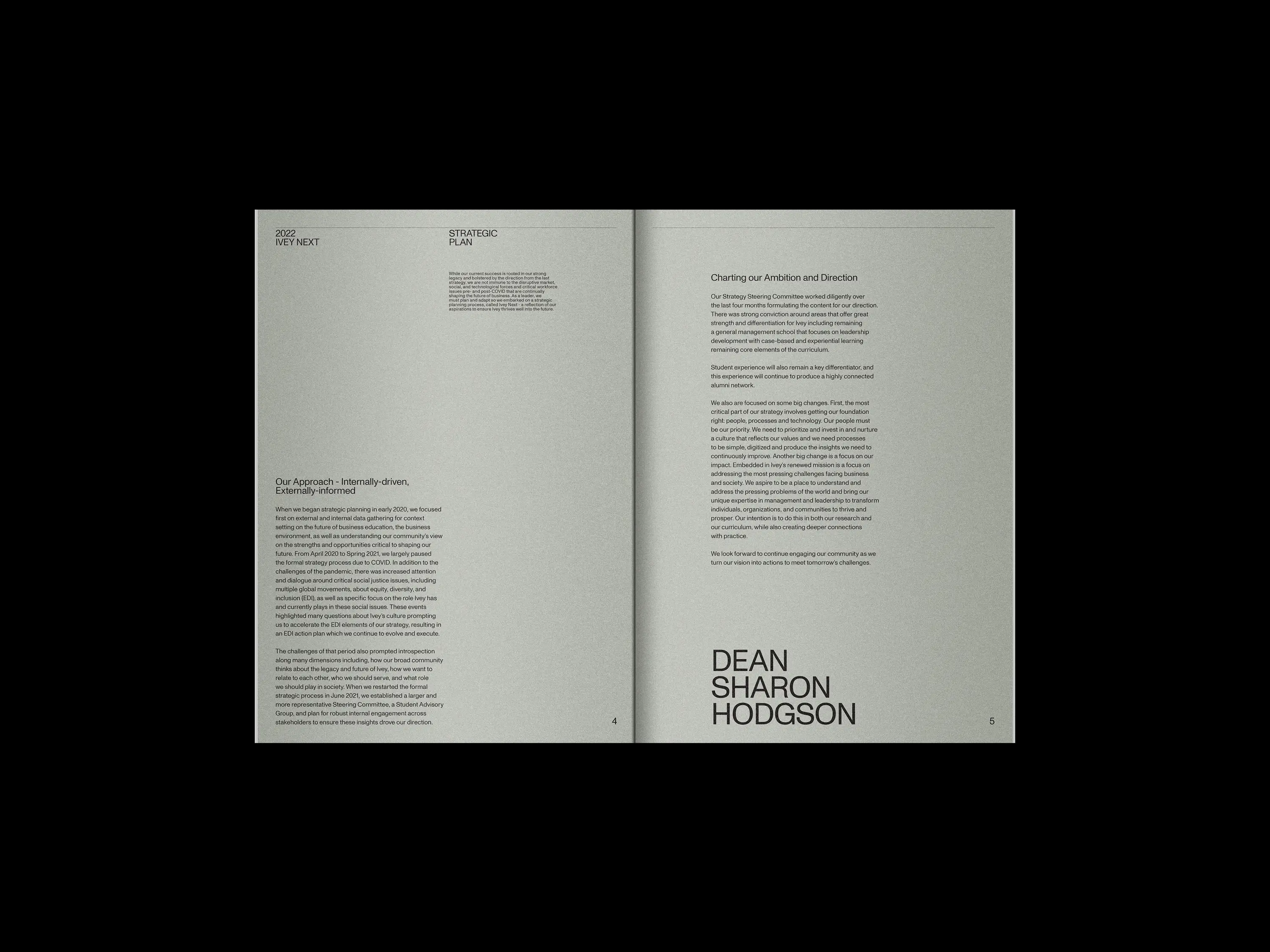 inside editorial spread of a brochure for ivery business school