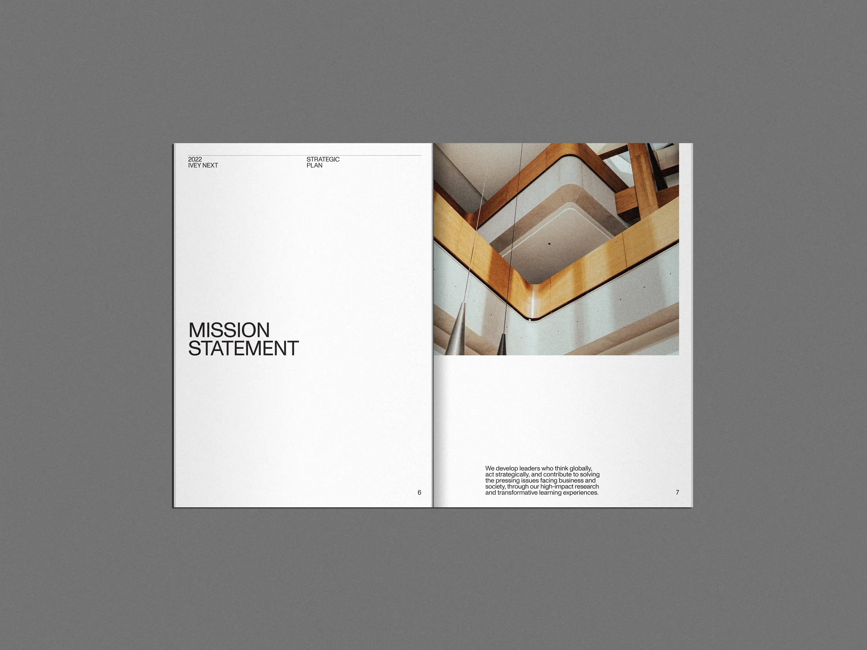 inside editorial spread of a brochure for ivery business school