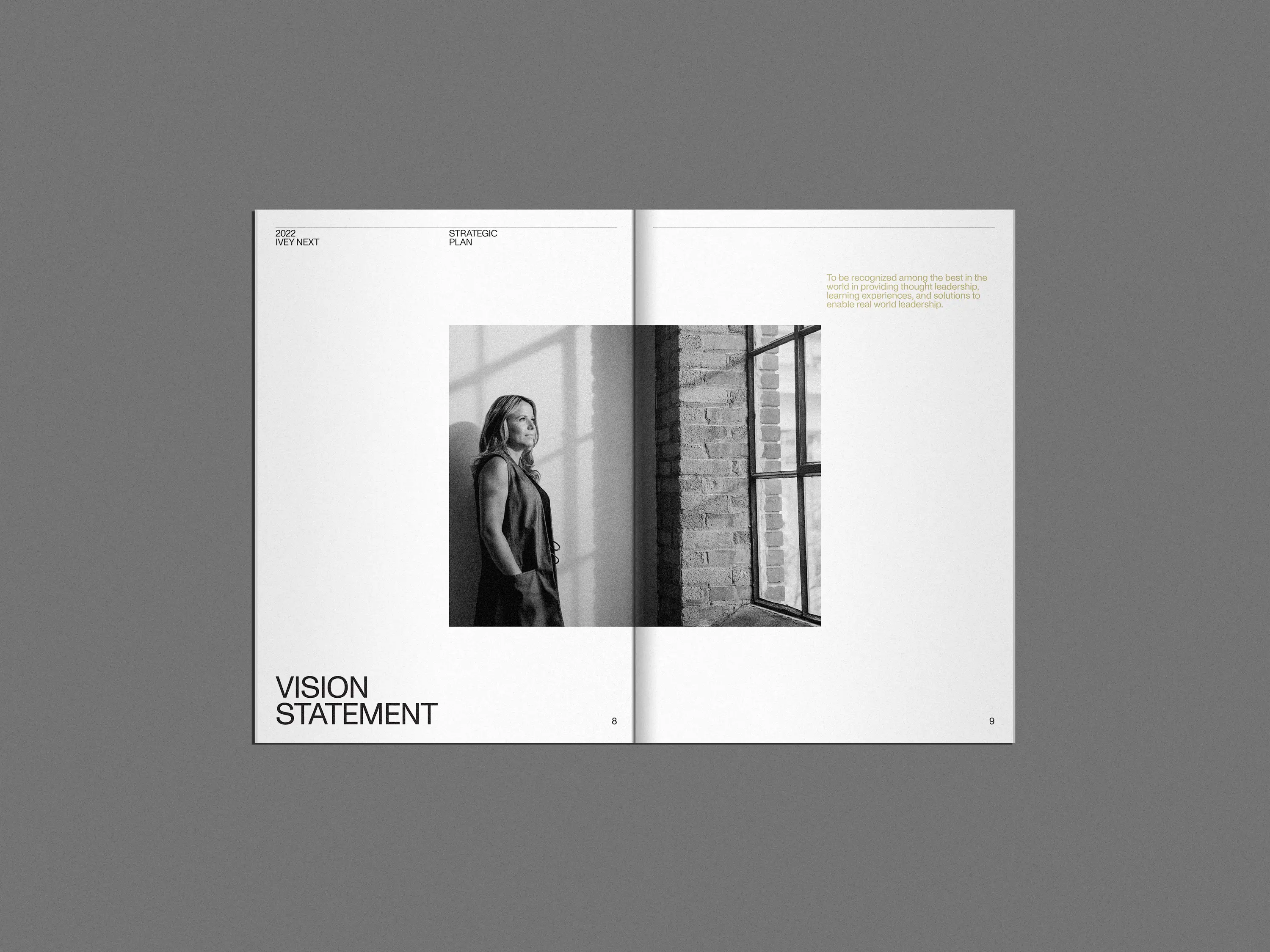 inside editorial spread of a brochure for ivery business school