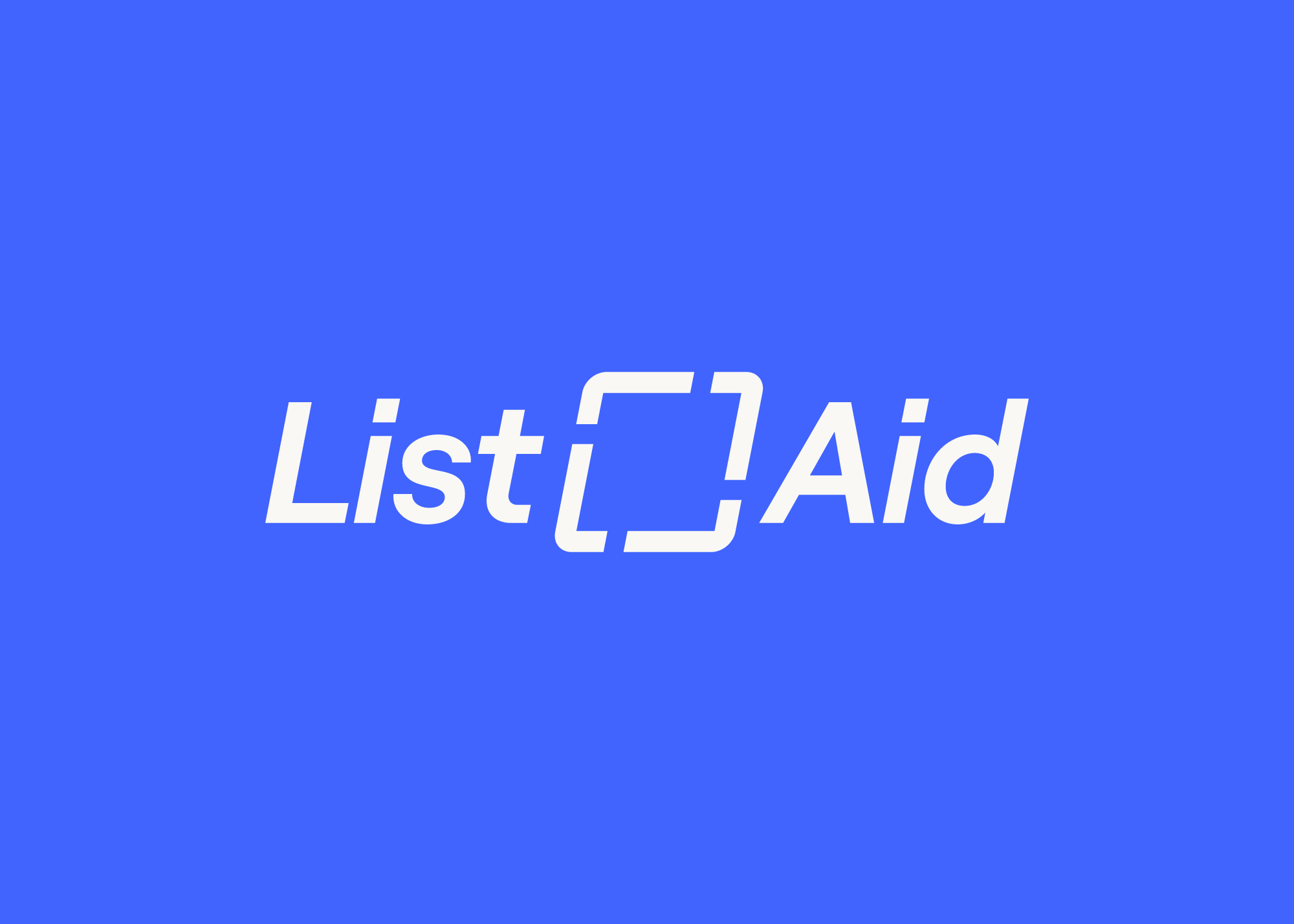 listaid primary logo on blue background