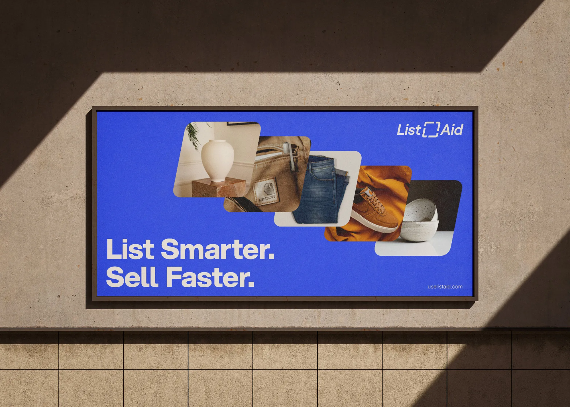 listaid horizontal banner ad outside on wall
