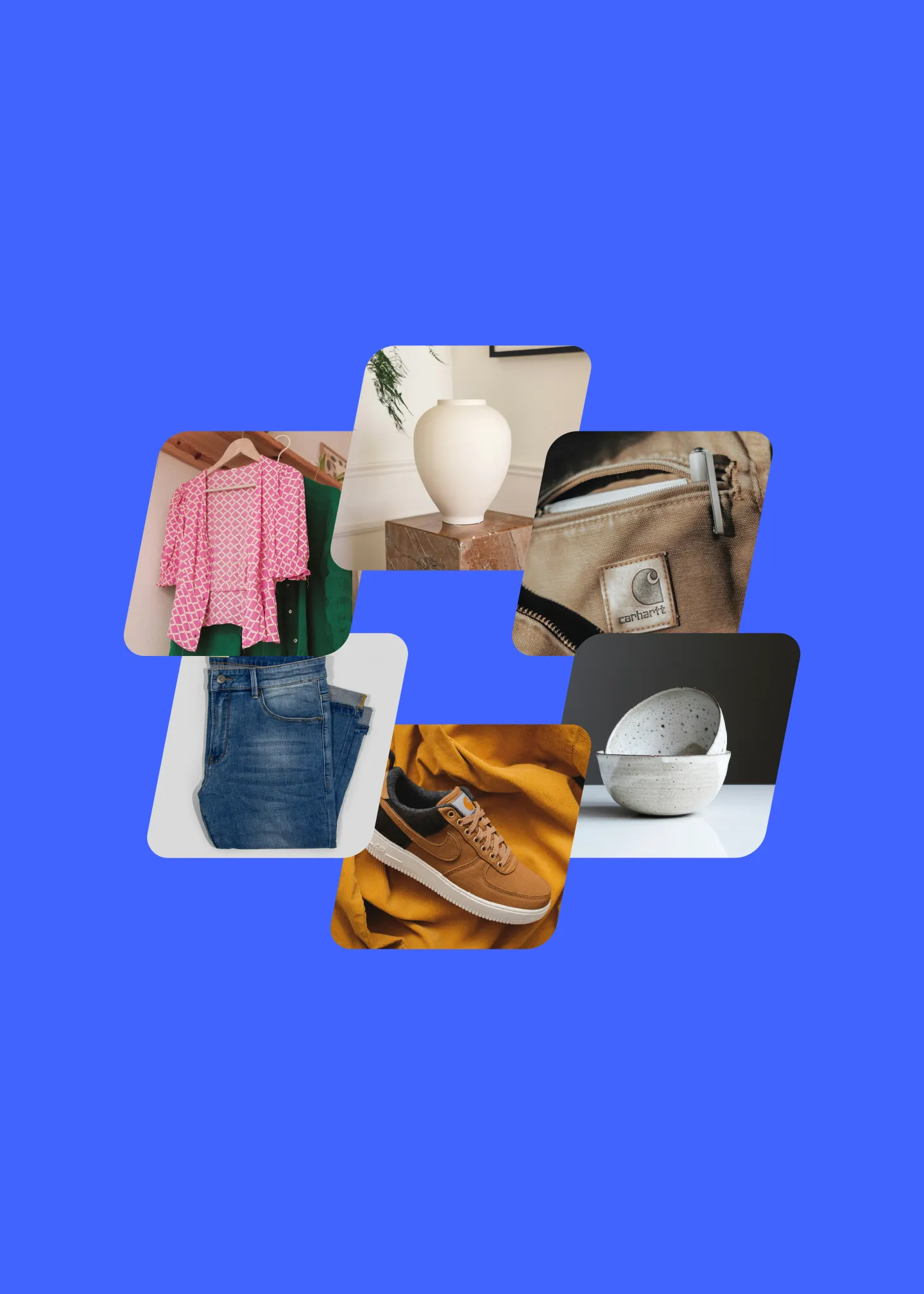 rhombus shapes for images, derived from the logo