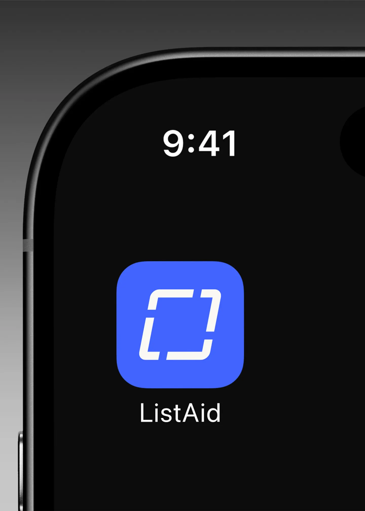 listaid app icon, shown close up on phone screen