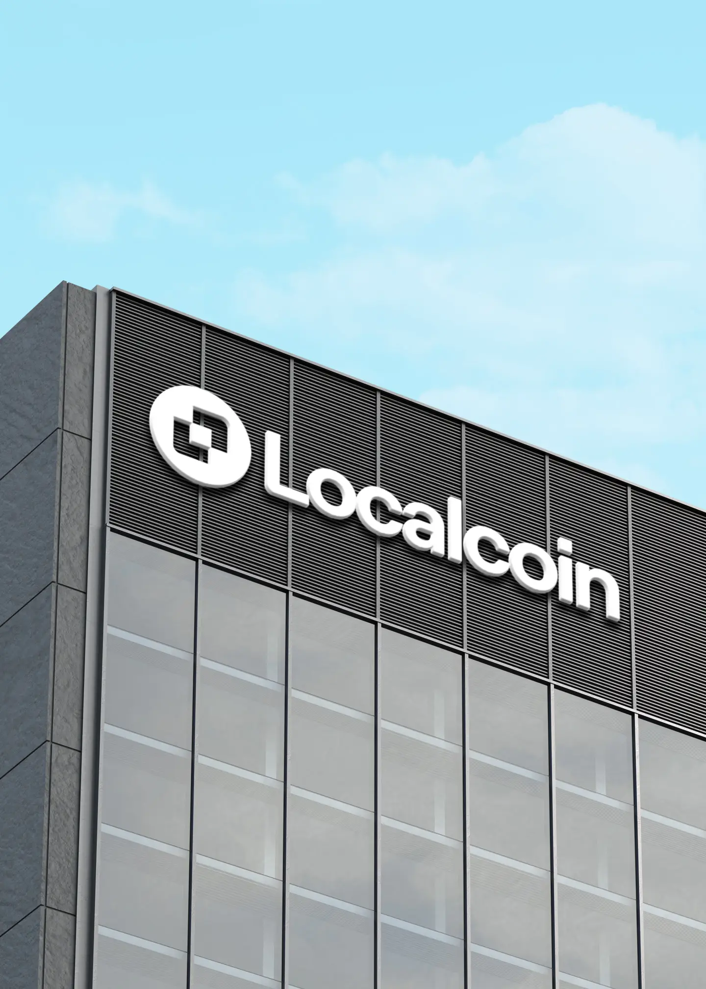 localcoin logo signage on upper left corner of building