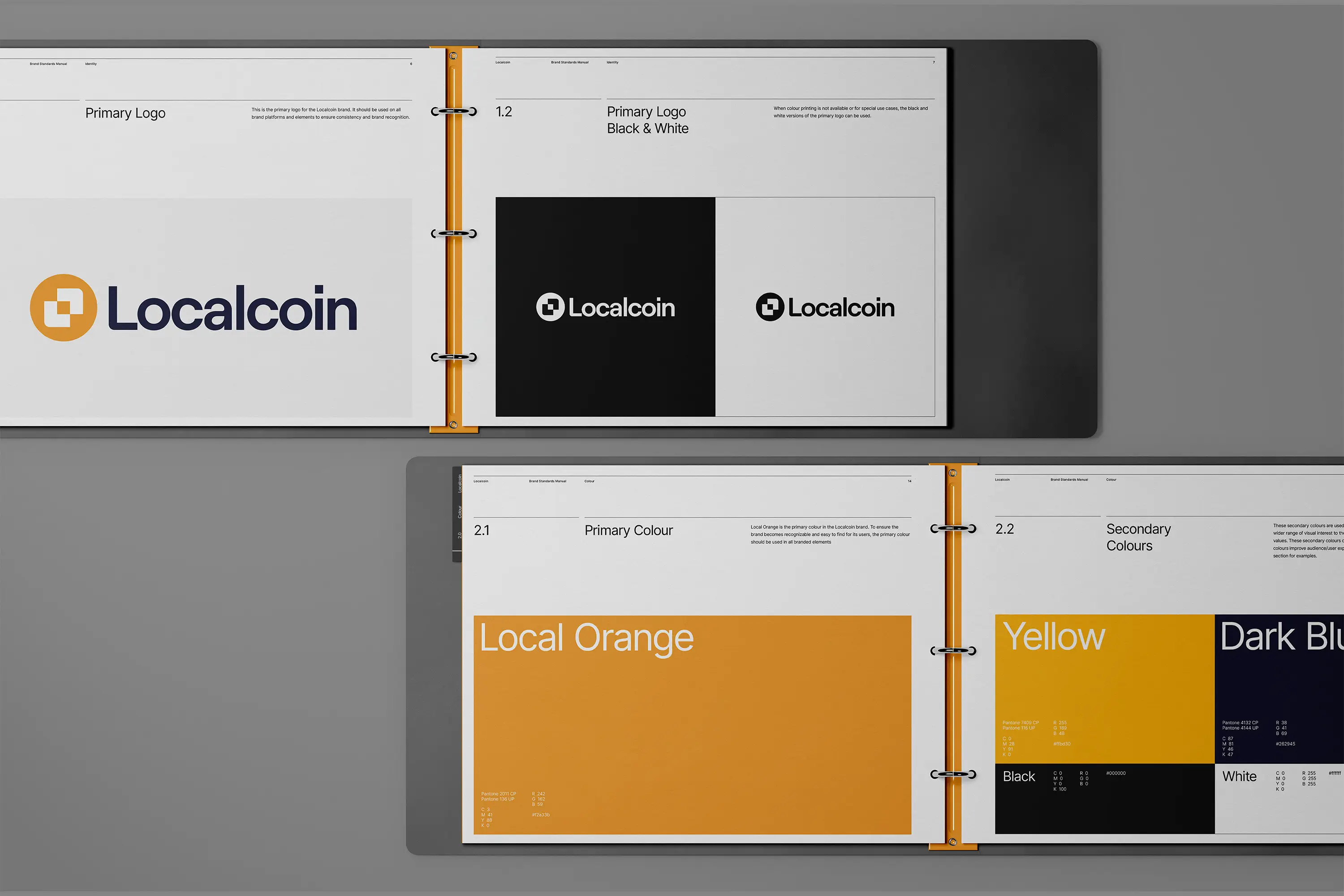 localcoin brand guide in horizontal binder