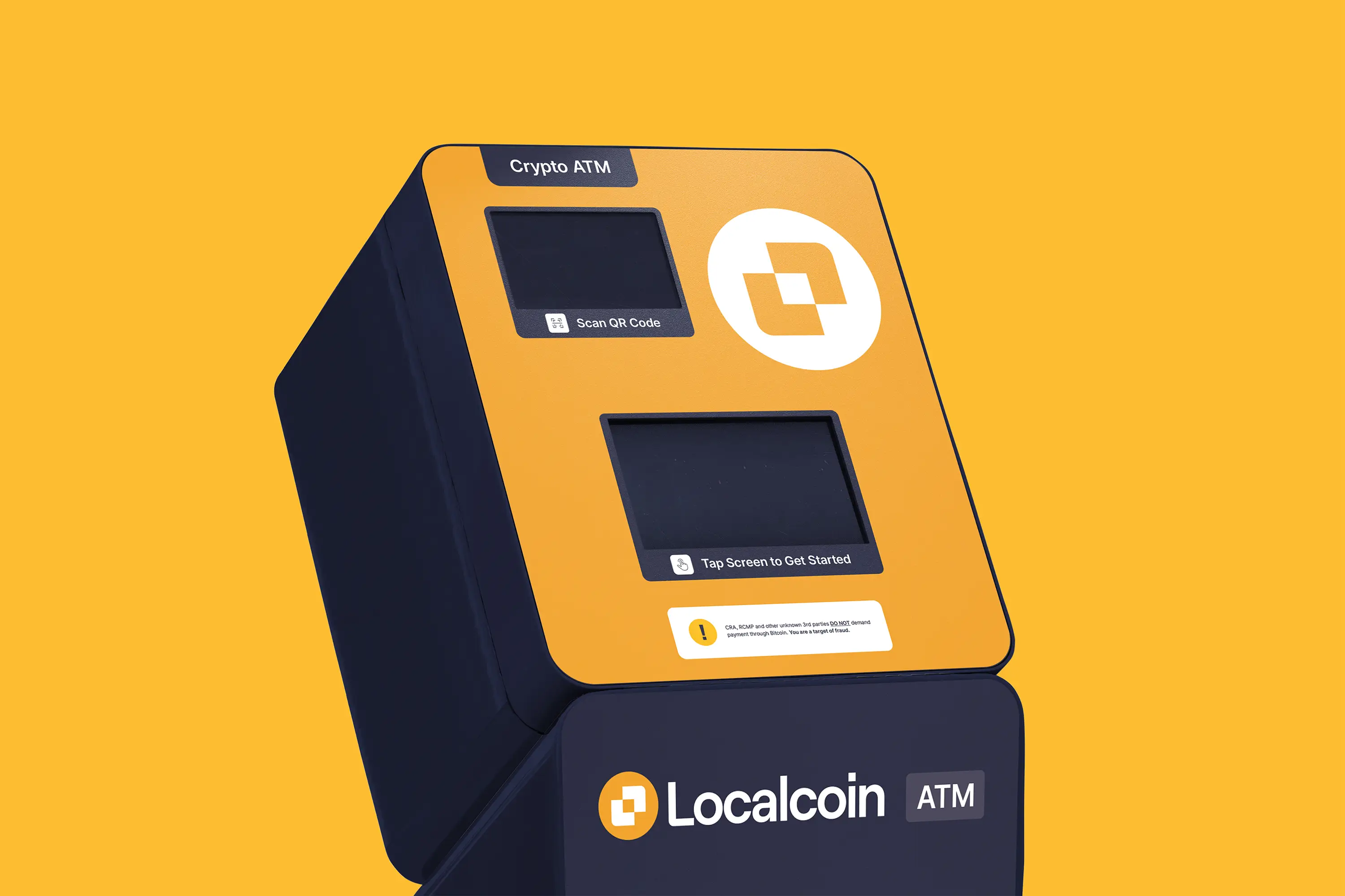 localcoin ATM render on yellow background